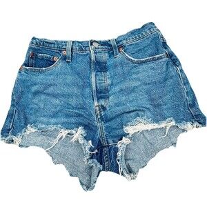 Women’s Levi’s 501 Destressed Denim Jean Shorts Size 29 Button Fly